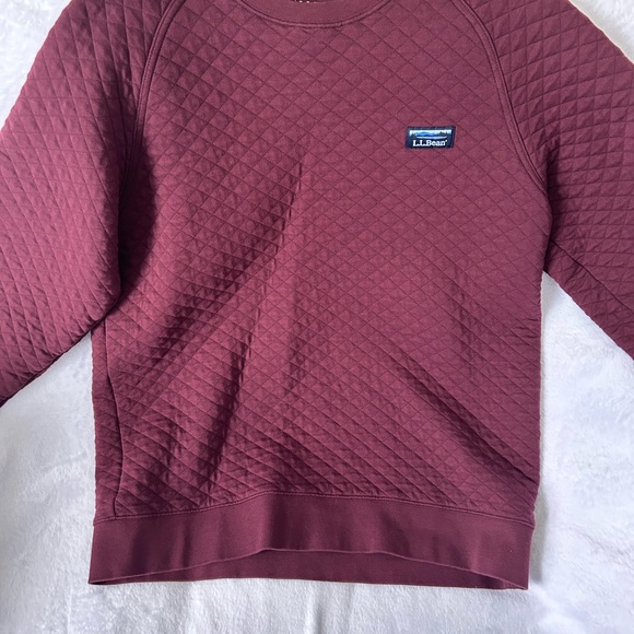 L.L.Bean Quilted Crewneck Sweatshirt - Maroon - Picture 2 of 6